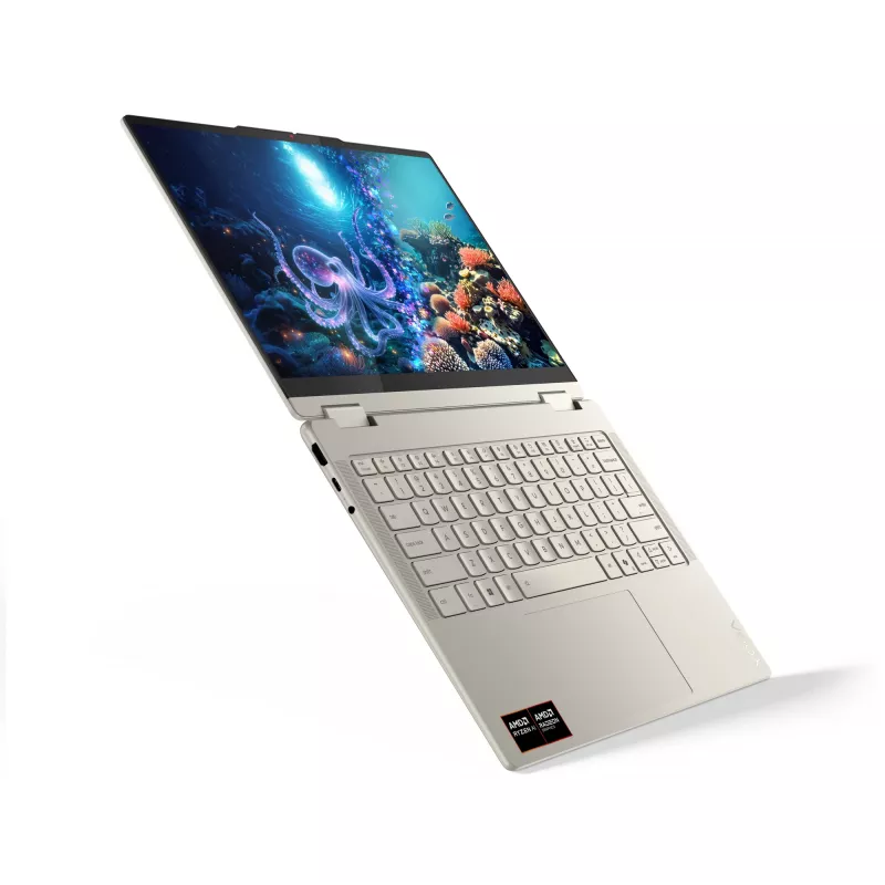 Lenovo Yoga 7 2-in-1 14AKP10 Copilot+ PC AMD Ryzen™ AI 7 350 Hybrid (2-in-1) 35,6 cm (14 col.) Liečiamas 2.8K 16 GB LPDDR5x-SDRAM 1 TB SSD Wi-Fi 7 (802.11be) Windows 11 Home German Pilka