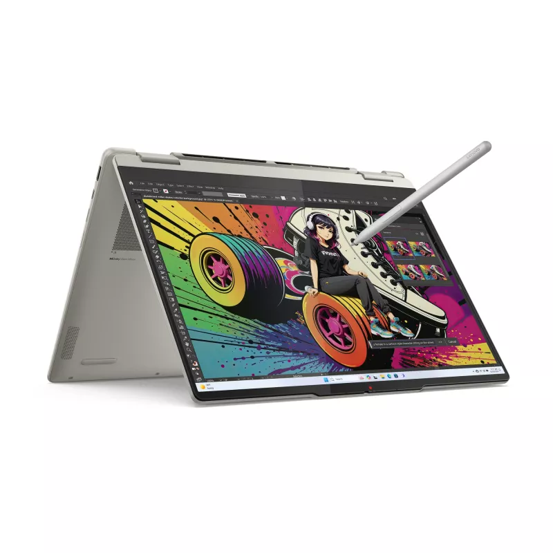 Lenovo Yoga 7 2-in-1 14AKP10 Copilot+ PC AMD Ryzen™ AI 7 350 Hybrid (2-in-1) 35,6 cm (14 col.) Liečiamas 2.8K 16 GB LPDDR5x-SDRAM 1 TB SSD Wi-Fi 7 (802.11be) Windows 11 Home German Pilka
