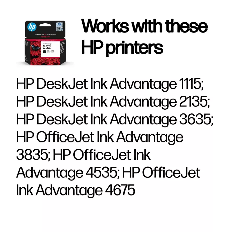 HP 652 juodas Originalius „Ink Advantage“ rašalinis kasetė