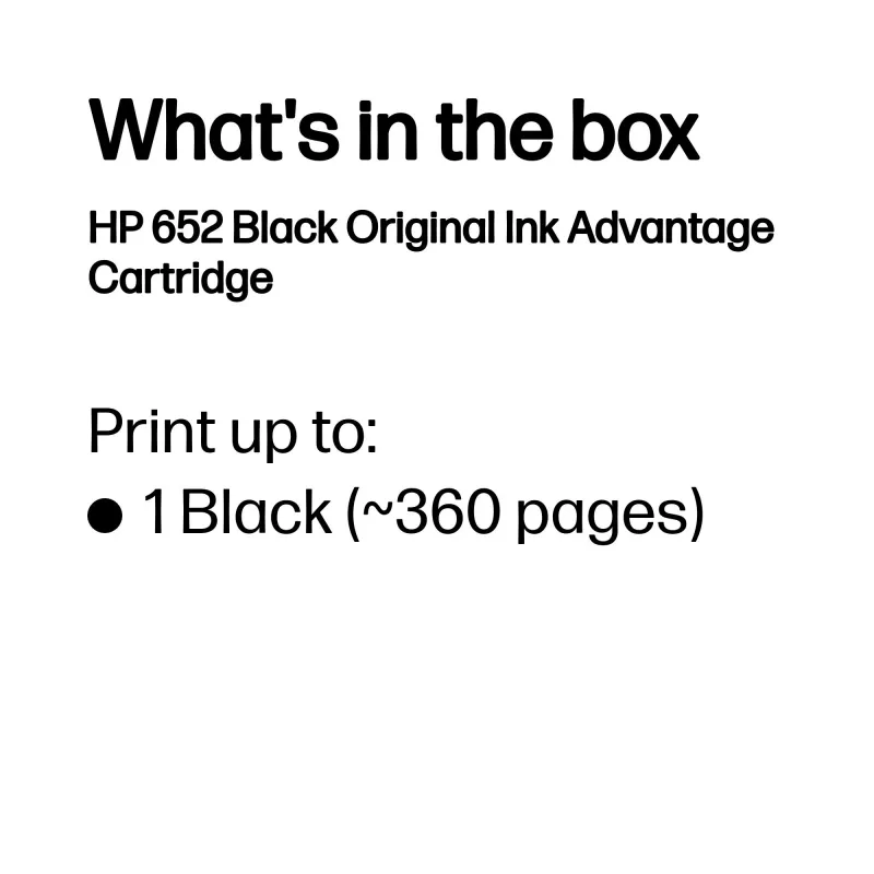 HP 652 juodas Originalius „Ink Advantage“ rašalinis kasetė