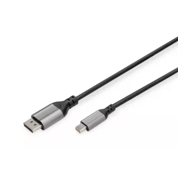 DIGITUS mini DP į DP 8K 60Hz. DP 1.4 Aliuminio korpusas Juodas 2m