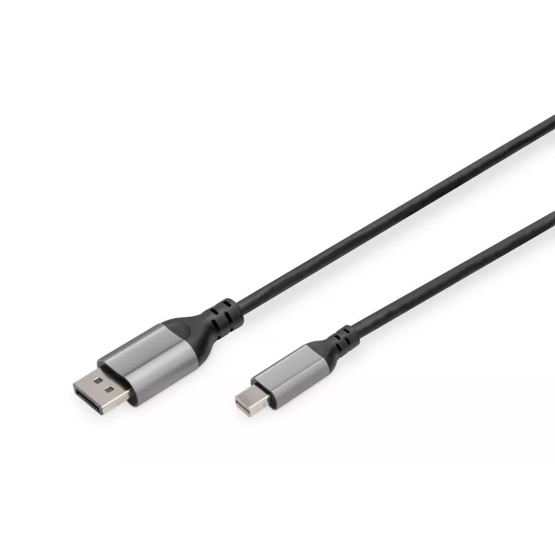 DIGITUS mini DP į DP 8K 60Hz. DP 1.4 Aliuminio korpusas Juodas 2m