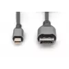 DIGITUS mini DP į DP 8K 60Hz. DP 1.4 Aliuminio korpusas Juodas 2m