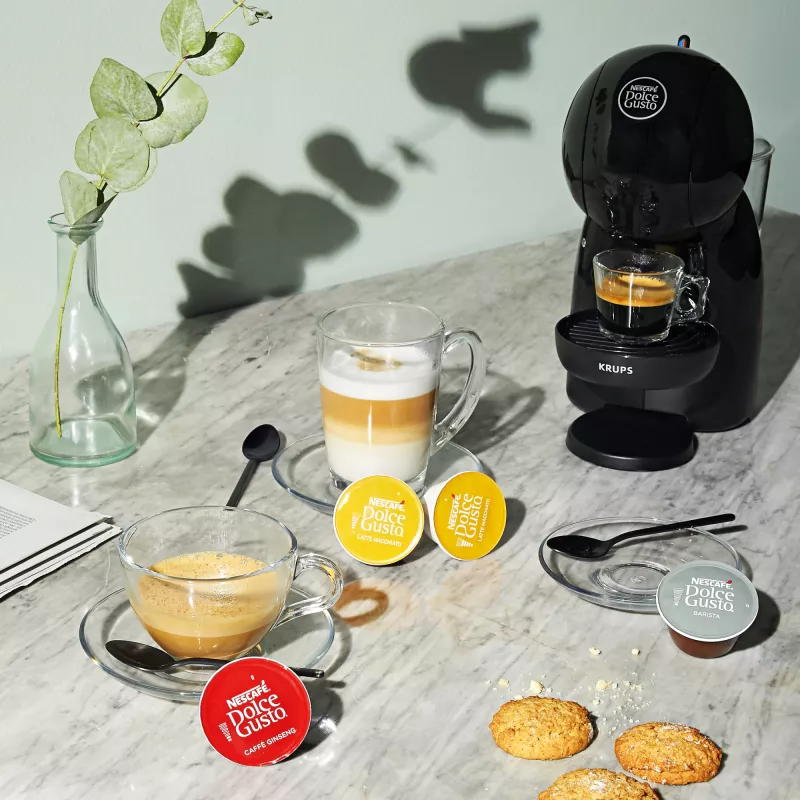 Espreso aparatas KRUPS Piccolo XS KP1A3B, 0,8 l vandens bakelis, Dolce Gusto kapsulės, 1600 W, stalviršinis, juodas