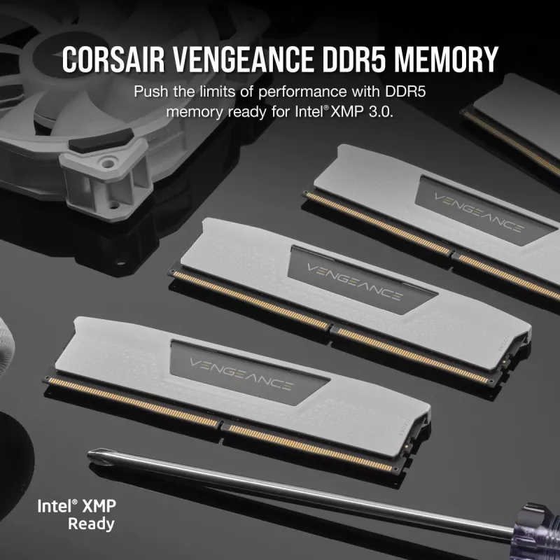 CORSAIR atmintis 32GB (2x16gb) DDR5 DRAM 6000mt/s CL36 AMD EXPO & Intel XMP atminties rinkinys Vengeance balta