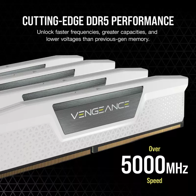 CORSAIR atmintis 32GB (2x16gb) DDR5 DRAM 6000mt/s CL36 AMD EXPO & Intel XMP atminties rinkinys Vengeance balta