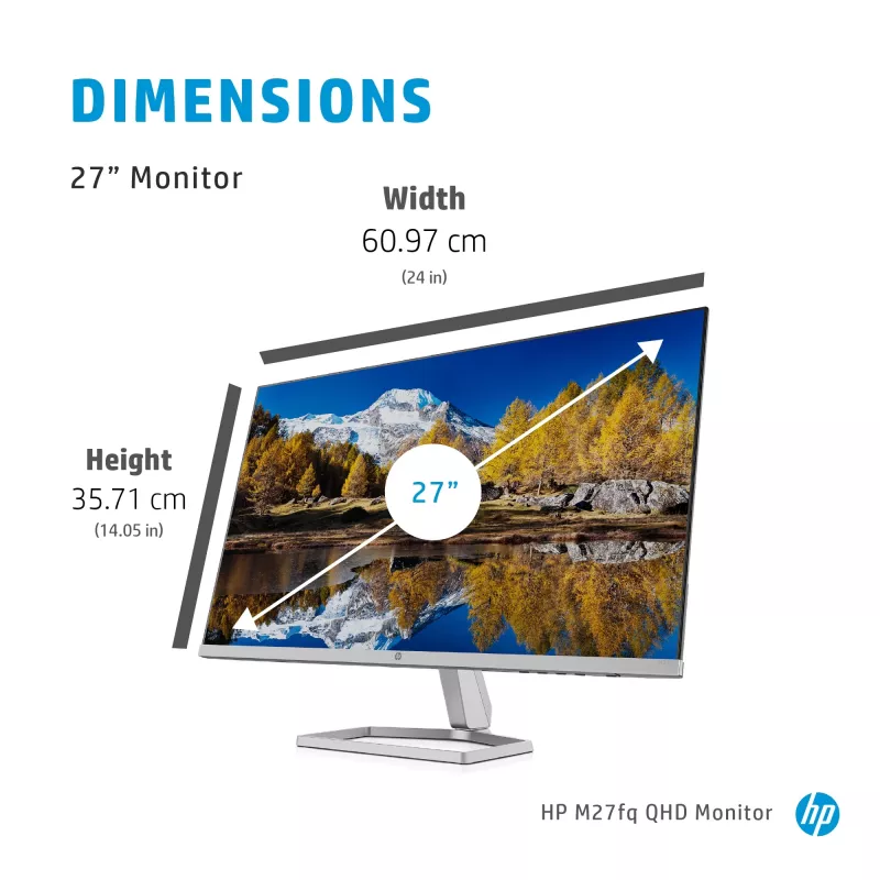 Monitorius HP M27fq 27 colių Quad HD 2560x1440 IPS LCD, 300 cd/m², 75 Hz, 5 ms, sidabrinis