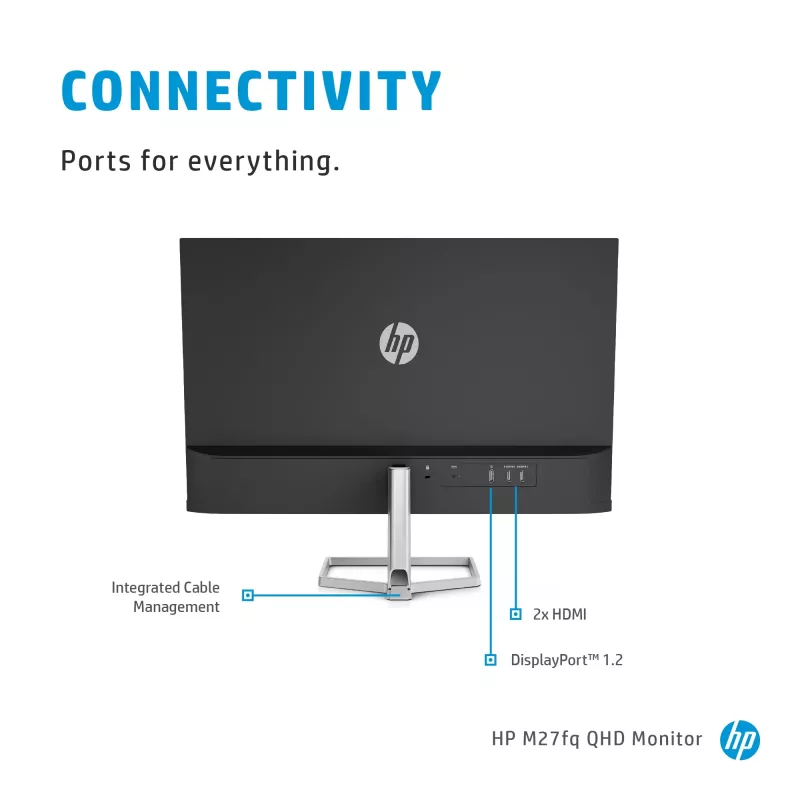 Monitorius HP M27fq 27 colių Quad HD 2560x1440 IPS LCD, 300 cd/m², 75 Hz, 5 ms, sidabrinis