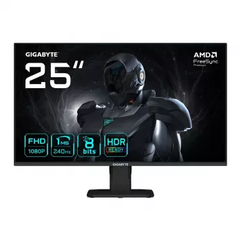 GIGABYTE GS25F2A 25 colių FHD žaidimų monitorius - 1920 x 1080, 240Hz, 1ms, 300 cd/m², Display HDR 10, HDMI 2.0, Displayport 1.4