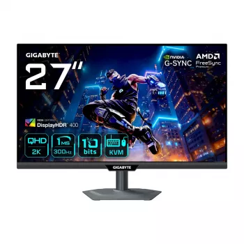 GIGABYTE M27Q3 27 colių QHD žaidimų monitorius - 2560 x 1440, 300Hz, 1ms, 400 cd/m², FreeSync Premium, DisplayHDR400, HDMI 2.0, DisplayPort 1.4
