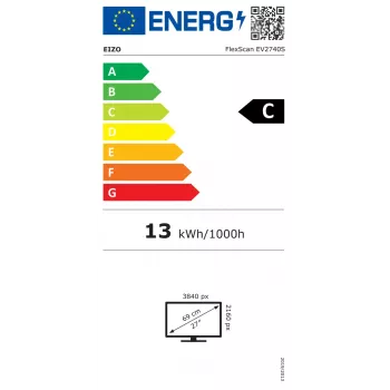 EIZO FlexScan EV2740S-BK kompiuterio monitorius 68.6 cm (27 colių) 3840 x 2160 pikselių 4K Ultra HD LCD juodas