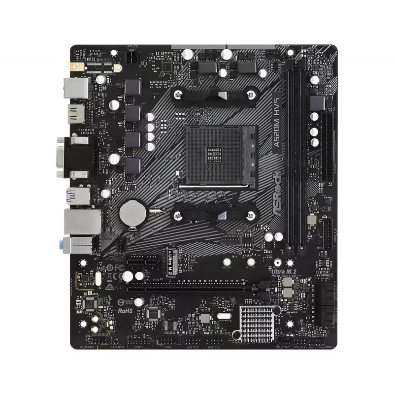 ASRock Motininė plokštė A520M-HVS AM4 AMD A520 2 x DDR4 USB 3.2 SATA 3 7.1ch HD Audio mATX