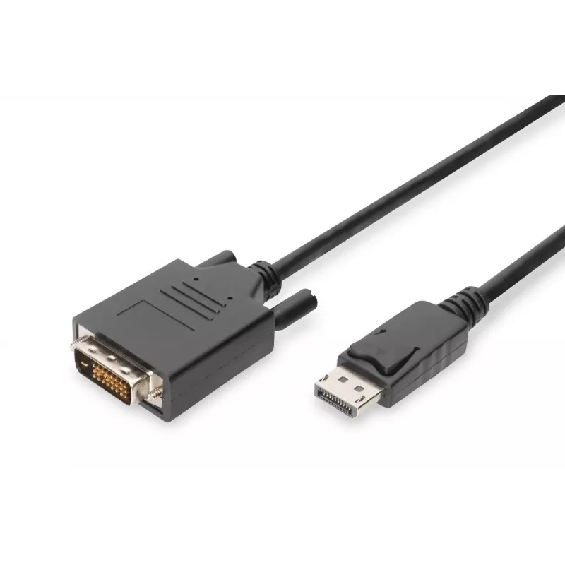 DIGITUS DisplayPort adapterio laidas, DP - DVI (24+1) M/M, 2 m su fiksatoriumi, suderinamas su DP 1.2, CE juoda