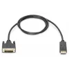 DIGITUS DisplayPort adapterio laidas, DP - DVI (24+1) M/M, 2 m su fiksatoriumi, suderinamas su DP 1.2, CE juoda