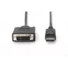 DIGITUS DisplayPort adapterio laidas, DP - DVI (24+1) M/M, 2 m su fiksatoriumi, suderinamas su DP 1.2, CE juoda
