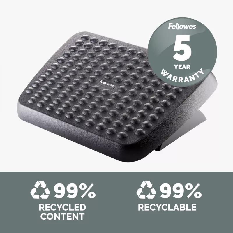 Kojų atrama Fellowes Standard ergonominė po stalu dedama kojų atrama, juoda, reguliuojamo aukščio, 330 mm pločio