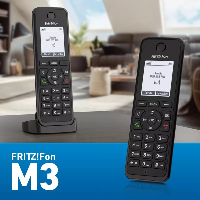 DECT telefonas FRITZ Fon M3 belaidis ragelis skambintojo ID juodas