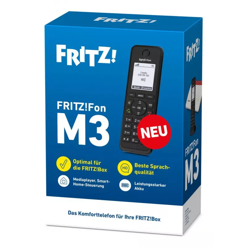 DECT telefonas FRITZ Fon M3 belaidis ragelis skambintojo ID juodas