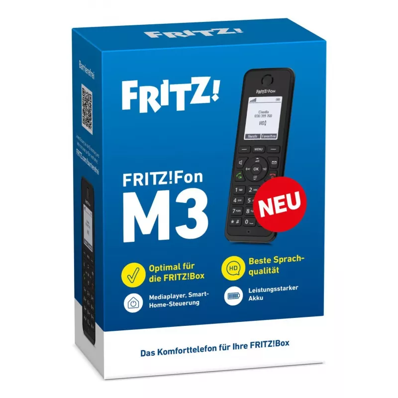 DECT telefonas FRITZ Fon M3 belaidis ragelis skambintojo ID juodas