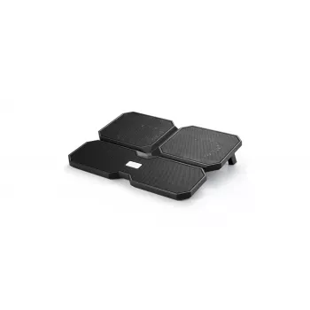 Aušinimo pagrindas DeepCool MULTI CORE X6 — 4 ventiliatoriai, 15,6 colio nešiojamiesiems kompiuteriams, maitinamas per USB, 380×295×24 mm, 2 USB prievadai