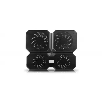 Aušinimo pagrindas DeepCool MULTI CORE X6 — 4 ventiliatoriai, 15,6 colio nešiojamiesiems kompiuteriams, maitinamas per USB, 380×295×24 mm, 2 USB prievadai