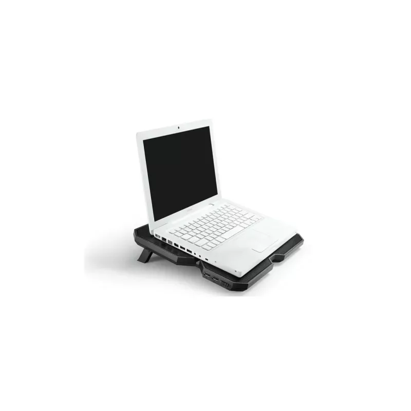 Aušinimo pagrindas DeepCool MULTI CORE X6 — 4 ventiliatoriai, 15,6 colio nešiojamiesiems kompiuteriams, maitinamas per USB, 380×295×24 mm, 2 USB prievadai