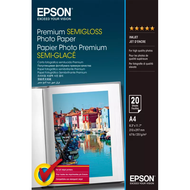 Epson Premium Semi-Gloss Photo Paper - A4 - 20 Sheets