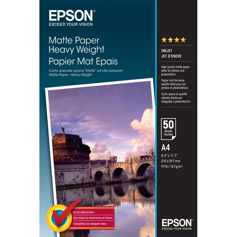 Epson Matte Paper Heavy Weight - A4 - 50 lakštų