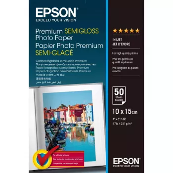 Epson Premium Semi-Gloss Photo Paper - 10x15cm - 50 lapelių