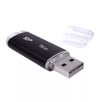 SILICON POWER Ultima U02 – 16 GB USB atmintukas – USB 2.0 – Juoda (moq-30)