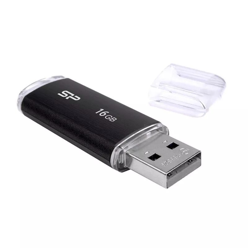 SILICON POWER Ultima U02 – 16 GB USB atmintukas – USB 2.0 – Juoda (moq-30)