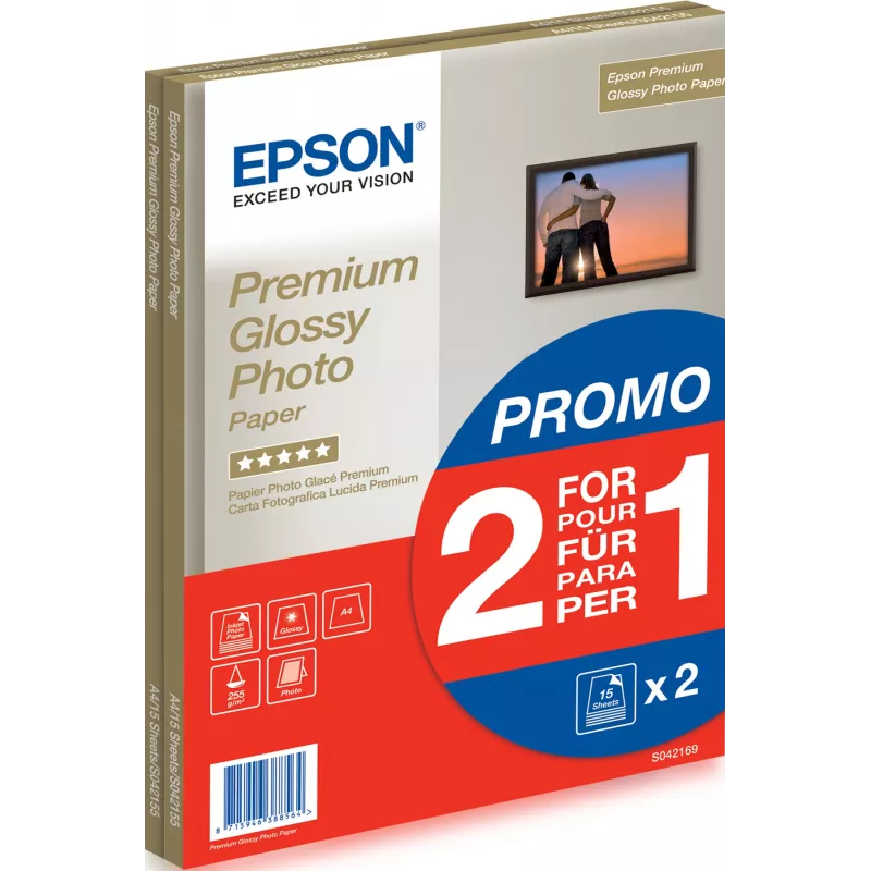 Epson Premium Glossy Photo Paper - A4 - 2x 15 lapų
