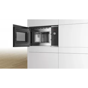 Bosch Serie 4 BFL523MS0 mikrobangų krosnelė juoda, nerūdijantis plienas Solo mikrobangų krosnelė įmontuojama 20 L 800 W