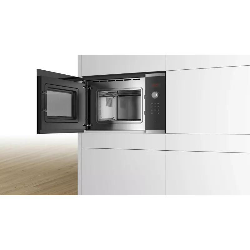 Bosch Serie 4 BFL523MS0 mikrobangų krosnelė juoda, nerūdijantis plienas Solo mikrobangų krosnelė įmontuojama 20 L 800 W