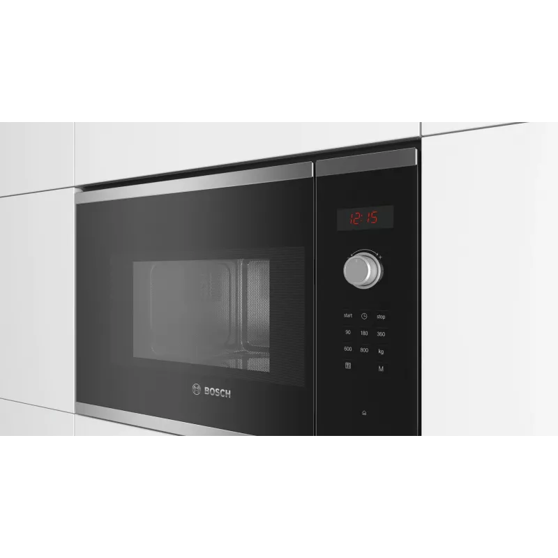 Bosch Serie 4 BFL523MS0 mikrobangų krosnelė juoda, nerūdijantis plienas Solo mikrobangų krosnelė įmontuojama 20 L 800 W
