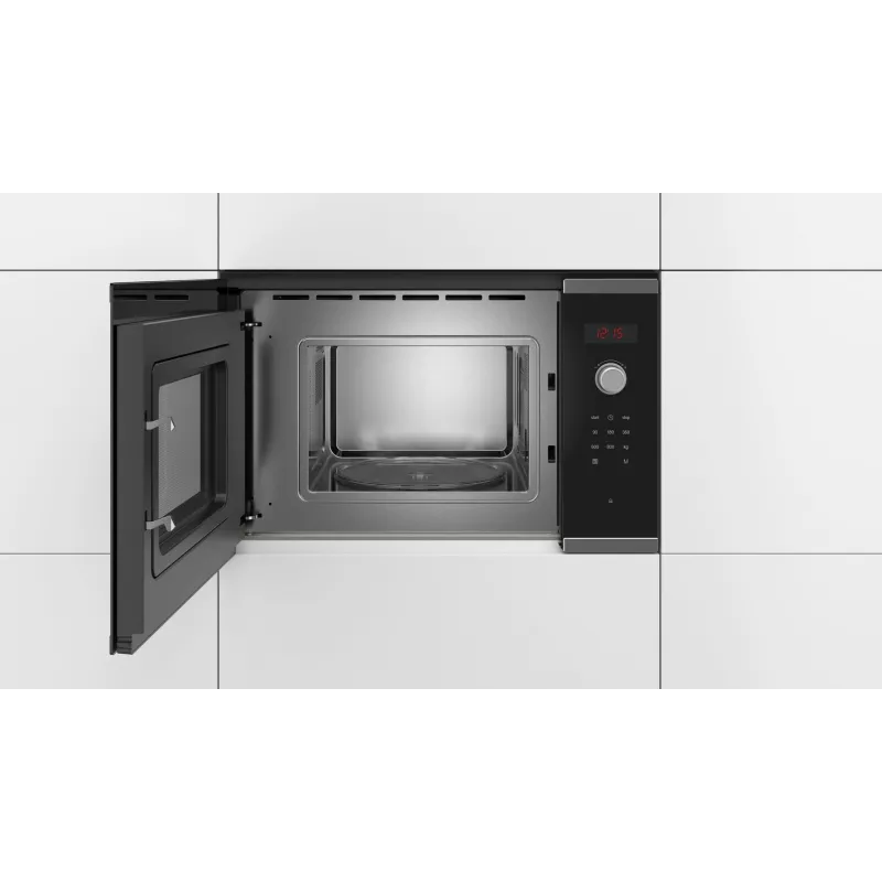 Bosch Serie 4 BFL523MS0 mikrobangų krosnelė juoda, nerūdijantis plienas Solo mikrobangų krosnelė įmontuojama 20 L 800 W
