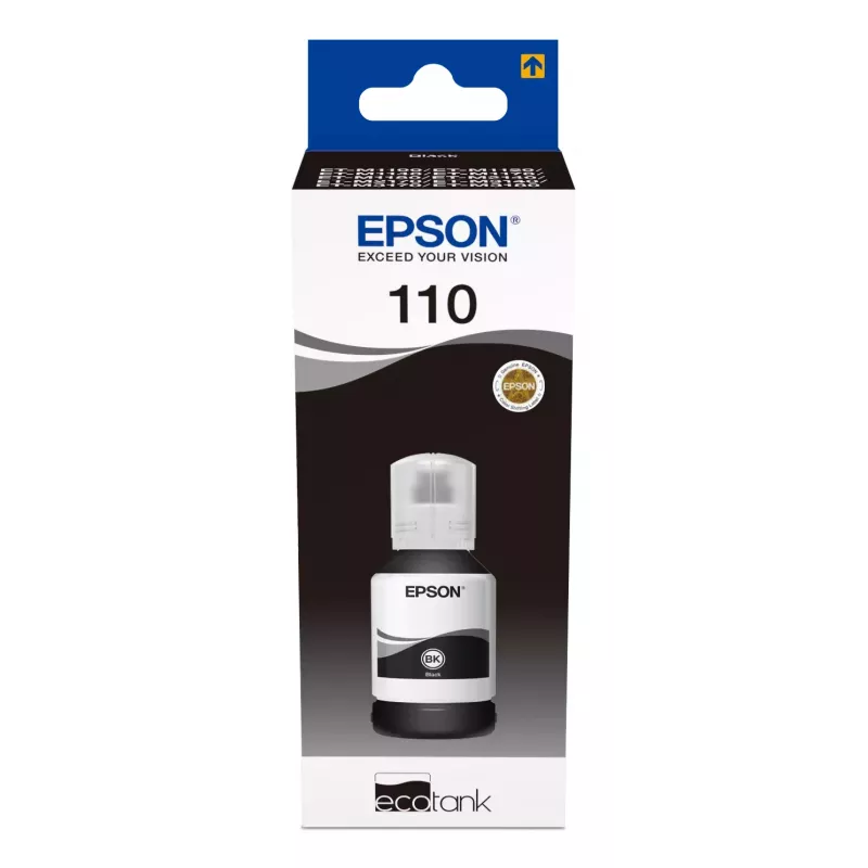 Ink bottle cartridge Epson XL 110 EcoTank Juoda — high-capacity Juoda ink, up to 7,500 puslapių