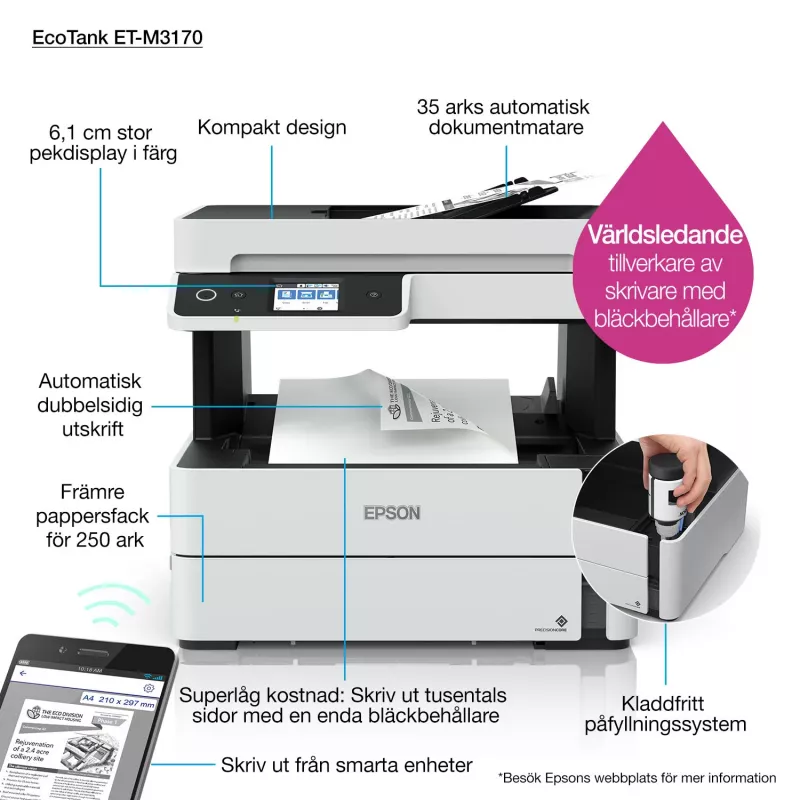 Daugiafunkcinis spausdintuvas Epson EcoTank ET-M3170 rašalinis nespalvotas spausdinimas