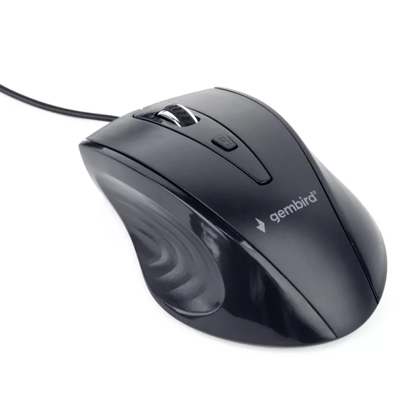 GEMBIRD USB optinė dešiniarankė pelė MUS-4B-02 — 1200 DPI, 4 mygtukai, laidinė, juoda