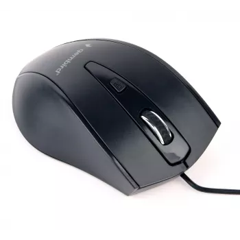 GEMBIRD USB optinė dešiniarankė pelė MUS-4B-02 — 1200 DPI, 4 mygtukai, laidinė, juoda