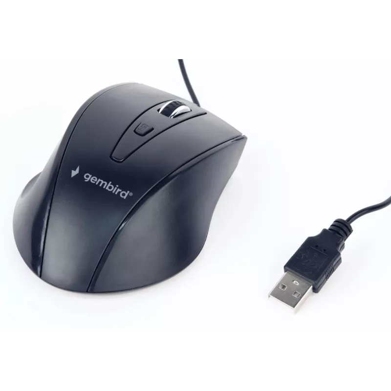 GEMBIRD USB optinė dešiniarankė pelė MUS-4B-02 — 1200 DPI, 4 mygtukai, laidinė, juoda