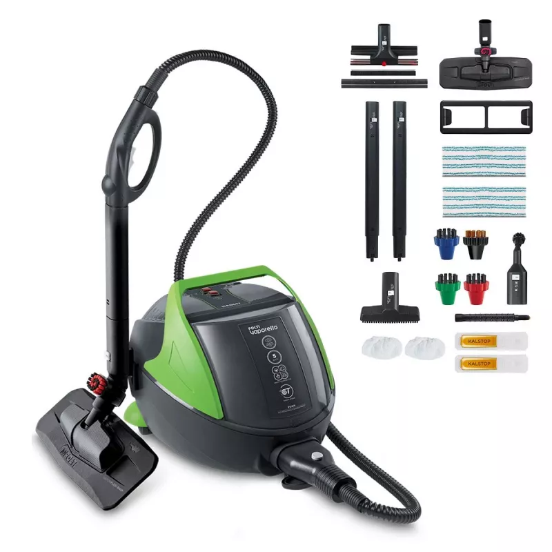 Polti Vaporetto Pro 95_Turbo Flexi cilindrinis garų valytuvas 1100 W juoda, žalia