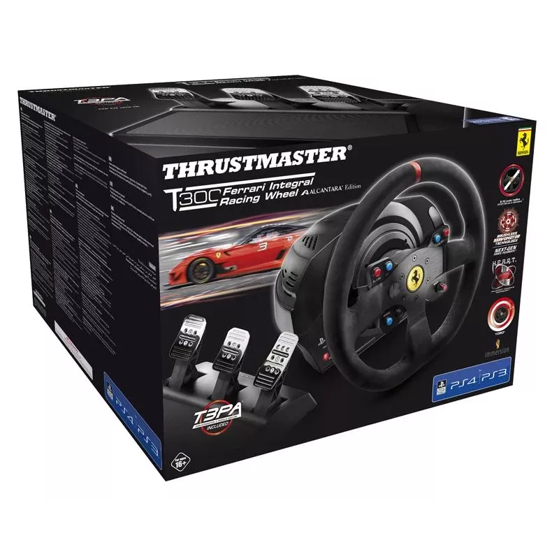 Thrustmaster T300 Ferrari Integral Racing Wheel Alcantara Edition Juodas Vairas + Pedalai Analogue / Digital PC, PlayStation 4, Playstation 3