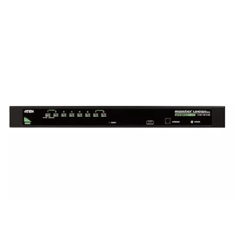 ATEN 8 prievadų USB - PS/2 VGA KVM jungiklis, 2048 x 1536 pikselių, QXGA, montavimas stelaže, 5 W, 1U, juoda
