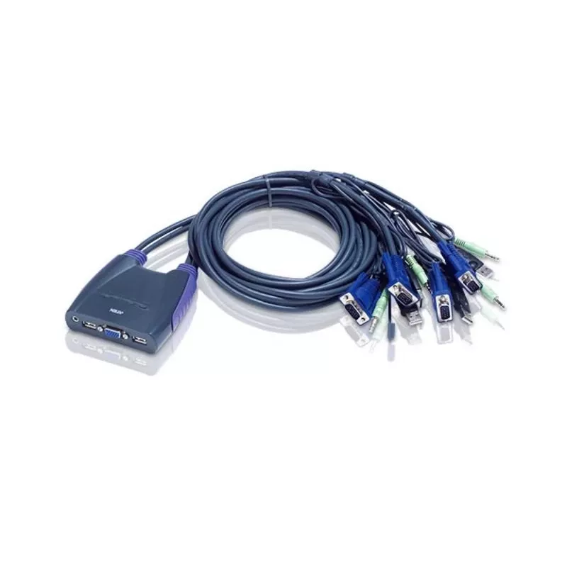 ATEN KVM jungiklis 4 prievadų kabelinis KVM USB + garso