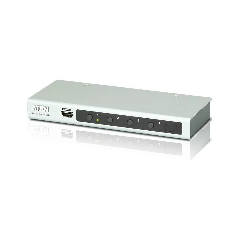 ATEN 4 prievadų 4K HDMI garso/vaizdo jungiklis su IR nuotolinio valdymo pultu