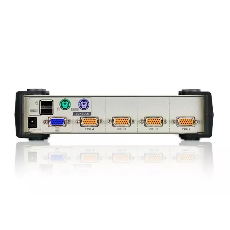 ATEN 4 prievadų USB – PS/2 VGA KVM komutatorius (su KVM kabeliais), 2048 x 1536 pikselių, QXGA, 0,45 W, juoda, pilka