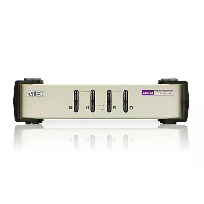 ATEN 4 prievadų USB – PS/2 VGA KVM komutatorius (su KVM kabeliais), 2048 x 1536 pikselių, QXGA, 0,45 W, juoda, pilka