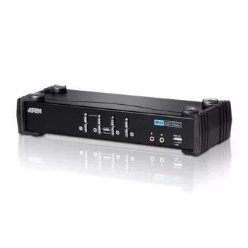 ATEN 4 prievadų USB DVI KVM jungiklis su garso ir USB 2.0 šakotuvu (KVM laidai komplekte)