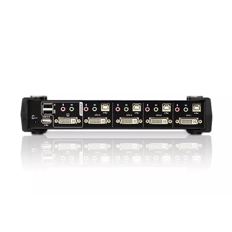 ATEN 4 prievadų USB DVI KVM jungiklis su garso ir USB 2.0 šakotuvu (KVM laidai komplekte)